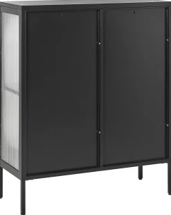 Glas vitrine skænk SARRE Metal 90 cm Sort