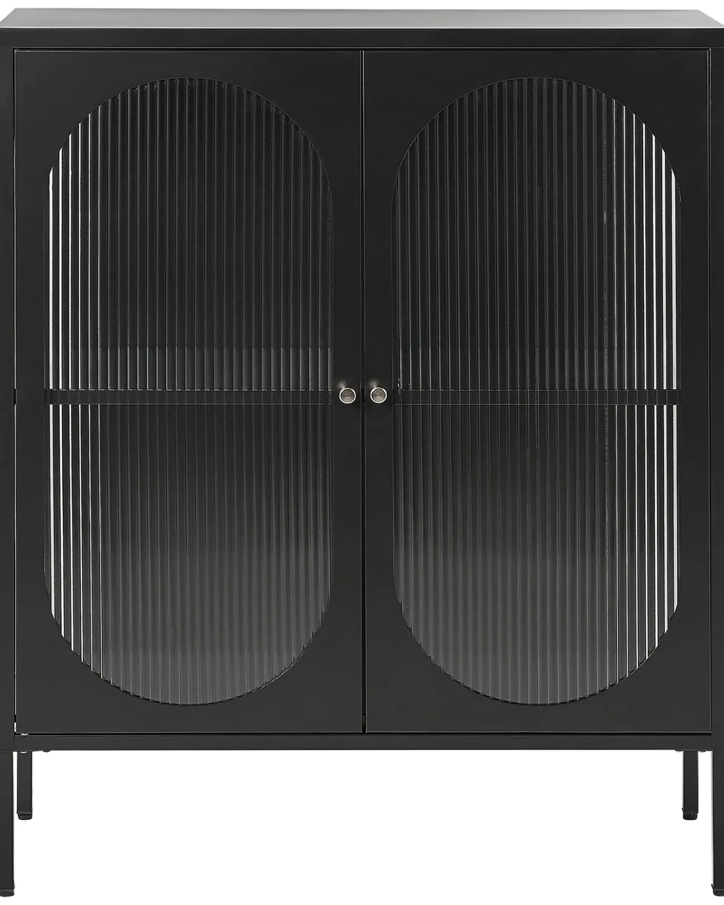 Glas vitrine skænk SARRE Metal 90 cm Sort