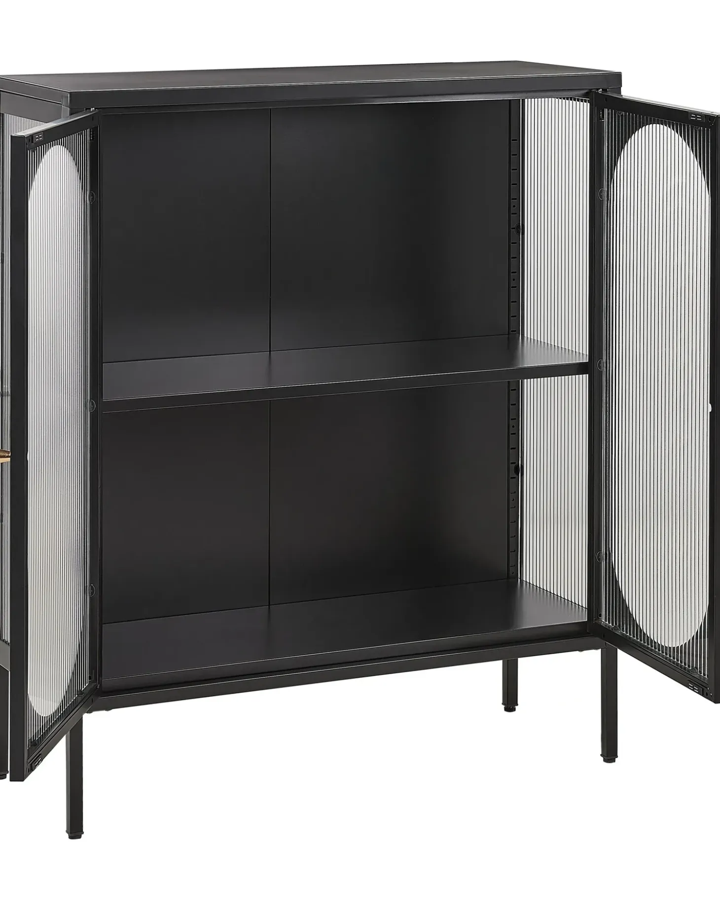 Glas vitrine skænk SARRE Metal 90 cm Sort