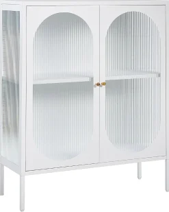 Glas vitrine skænk SARRE Metal 90 cm Hvid
