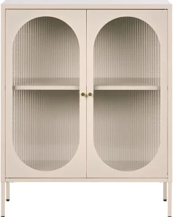 Glas vitrine skænk SARRE Metal 90 cm Beige