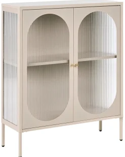 Glas vitrine skænk SARRE Metal 90 cm Beige