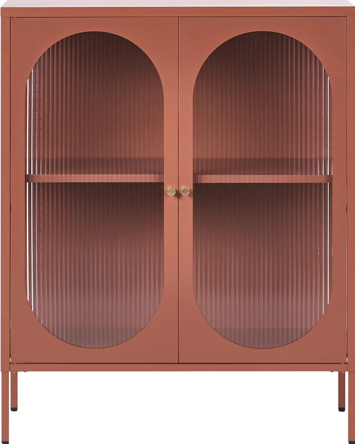 Glas vitrine skænk SARRE Metal 90 cm Guldbrun