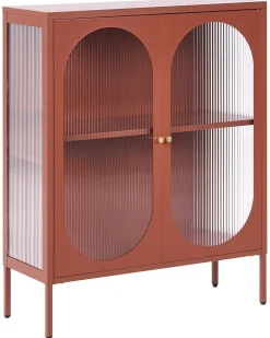 Glas vitrine skænk SARRE Metal 90 cm Guldbrun