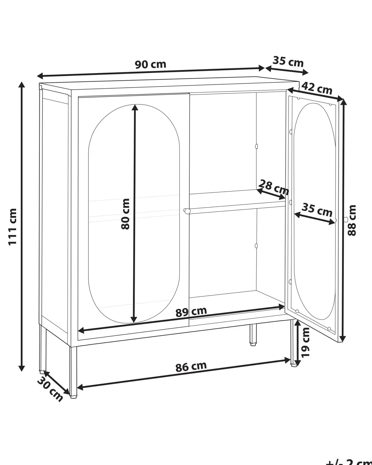 Glas vitrine skænk SARRE Metal 90 cm Grøn