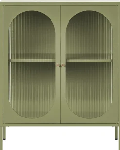 Glas vitrine skænk SARRE Metal 90 cm Grøn