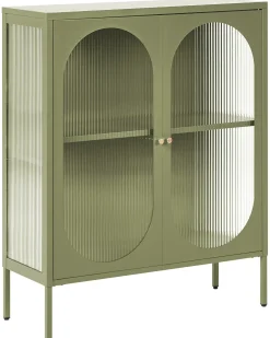Glas vitrine skænk SARRE Metal 90 cm Grøn