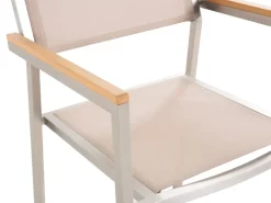 GROSSETO 6 personers Havemøbelsæt Sort/beige Granit Trippelplade Poleret