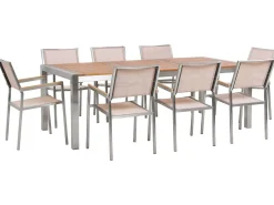 GROSSETO 8 personers Havemøbelsæt Brun/beige Eukalyptustræ