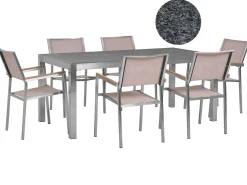 GROSSETO 6 personers Havemøbelsæt Grå/beige Granit Poleret