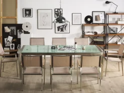 GROSSETO 8 personers Havemøbelsæt Transparent/beige Krakeleret glas