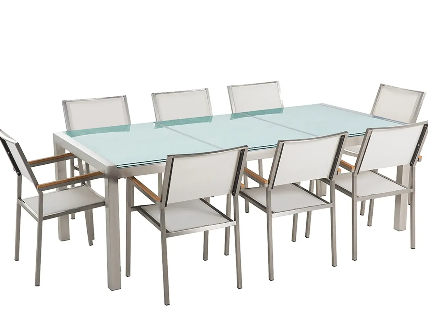 GROSSETO 8 personers Havemøbelsæt Transparent/hvid Krakeleret glas