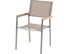 GROSSETO 6 personers Havemøbelsæt Sort/beige Hærdet glas