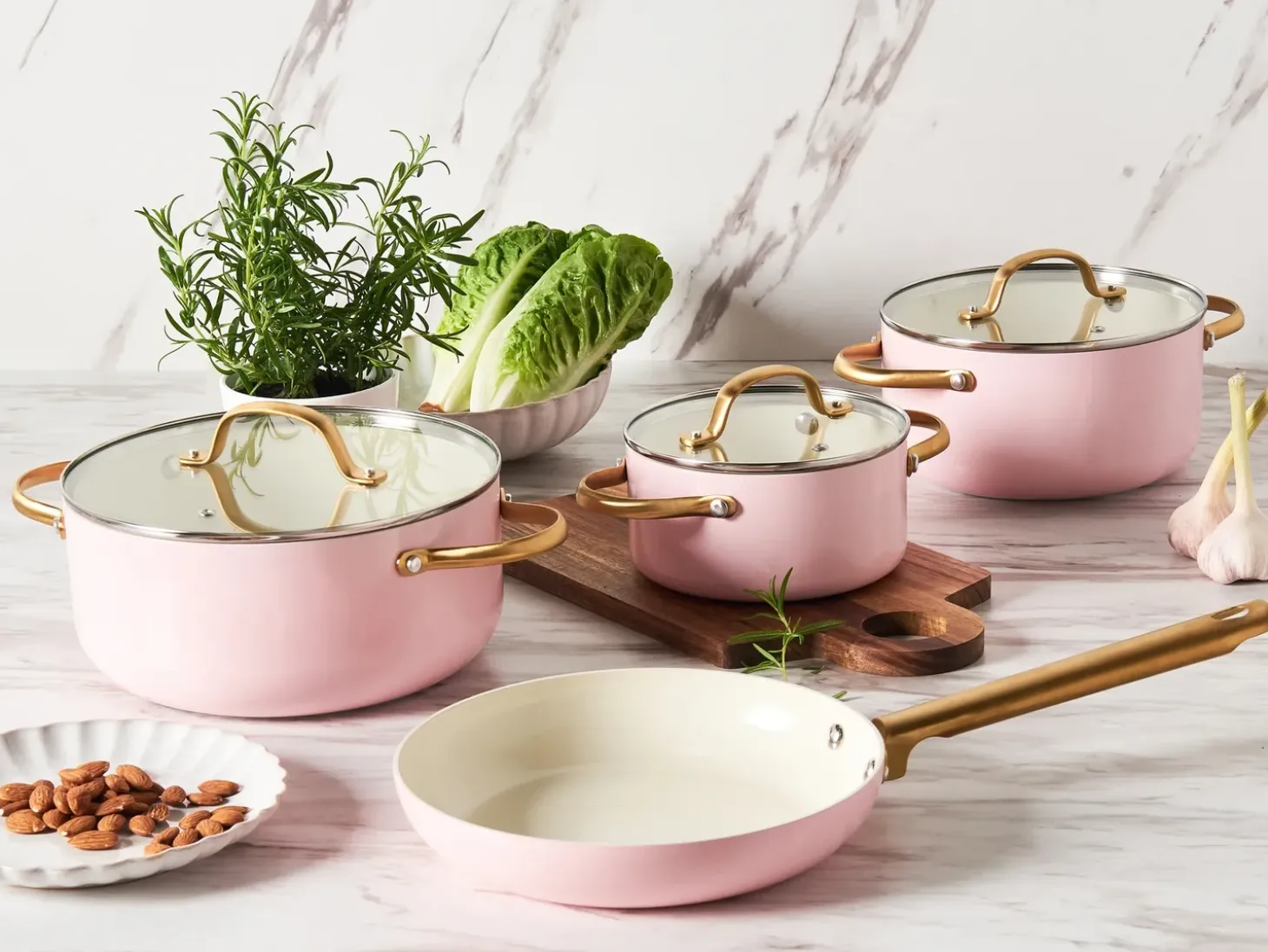 Grydesæt med 7 dele ELITE PRO Pastellrosa