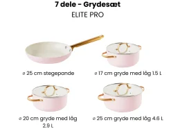 Grydesæt med 7 dele ELITE PRO Pastellrosa