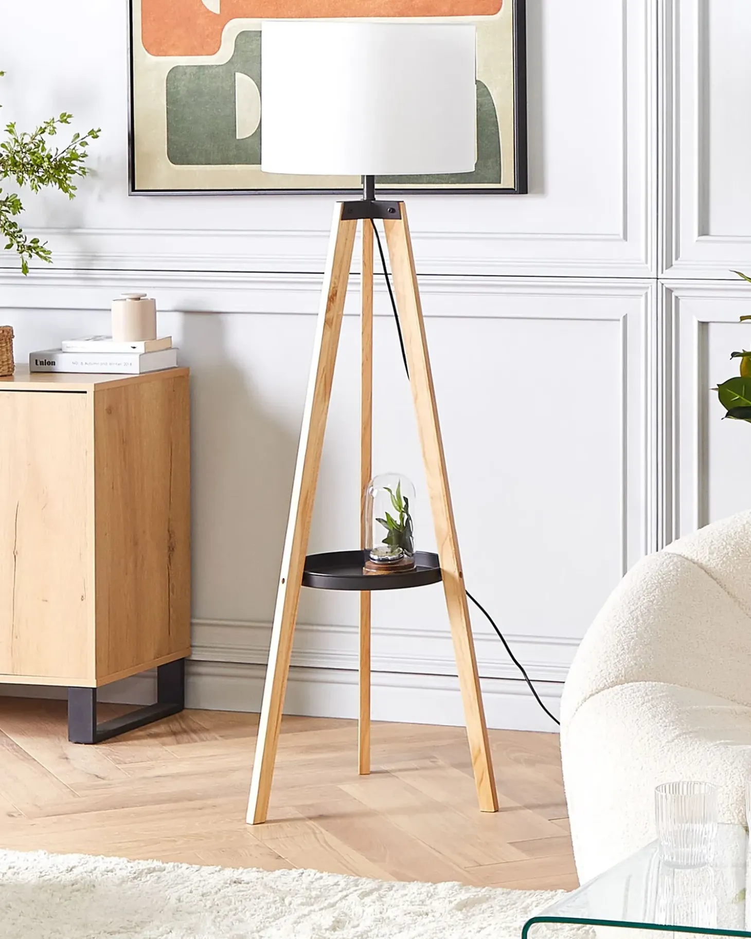 Gulvlampe BLUFF Fyretræ Hvid
