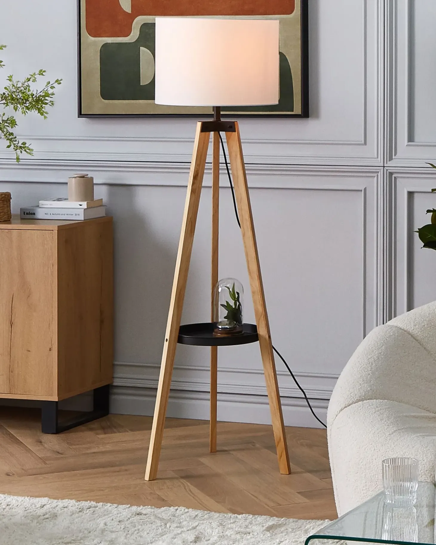Gulvlampe BLUFF Fyretræ Hvid