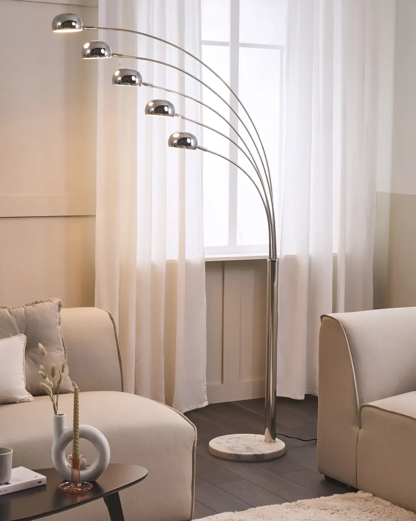 Gulvlampe FLINDERS Justerbar Metal Sølv