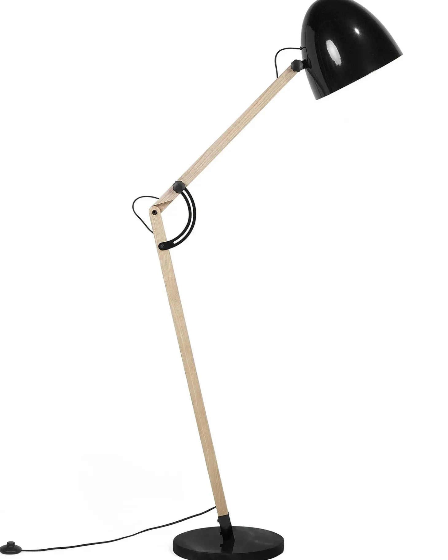 Gulvlampe HETTON Justerbar Egetræ Sort