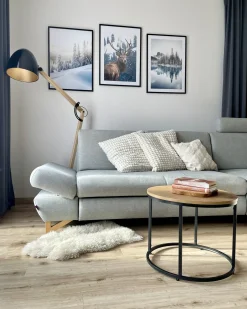 Gulvlampe HETTON Justerbar Egetræ Sort