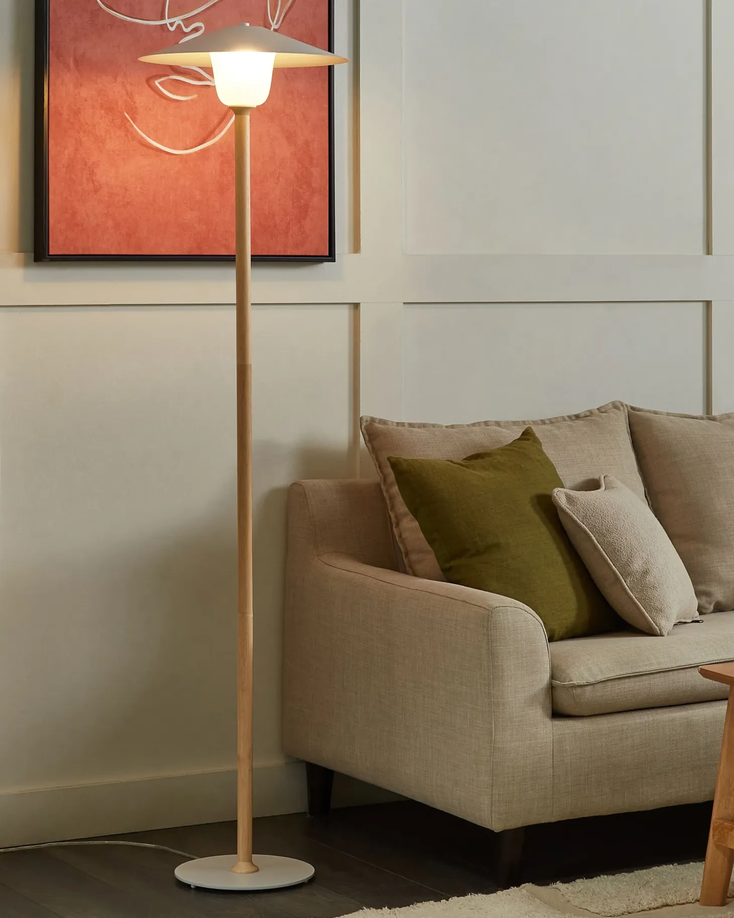Gulvlampe MOPPY Egetræ Hvid