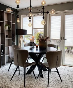Gulvlampe NITRA Egetræ Sort