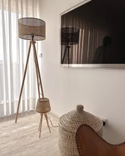Gulvlampe PENTON Rattan Naturlig