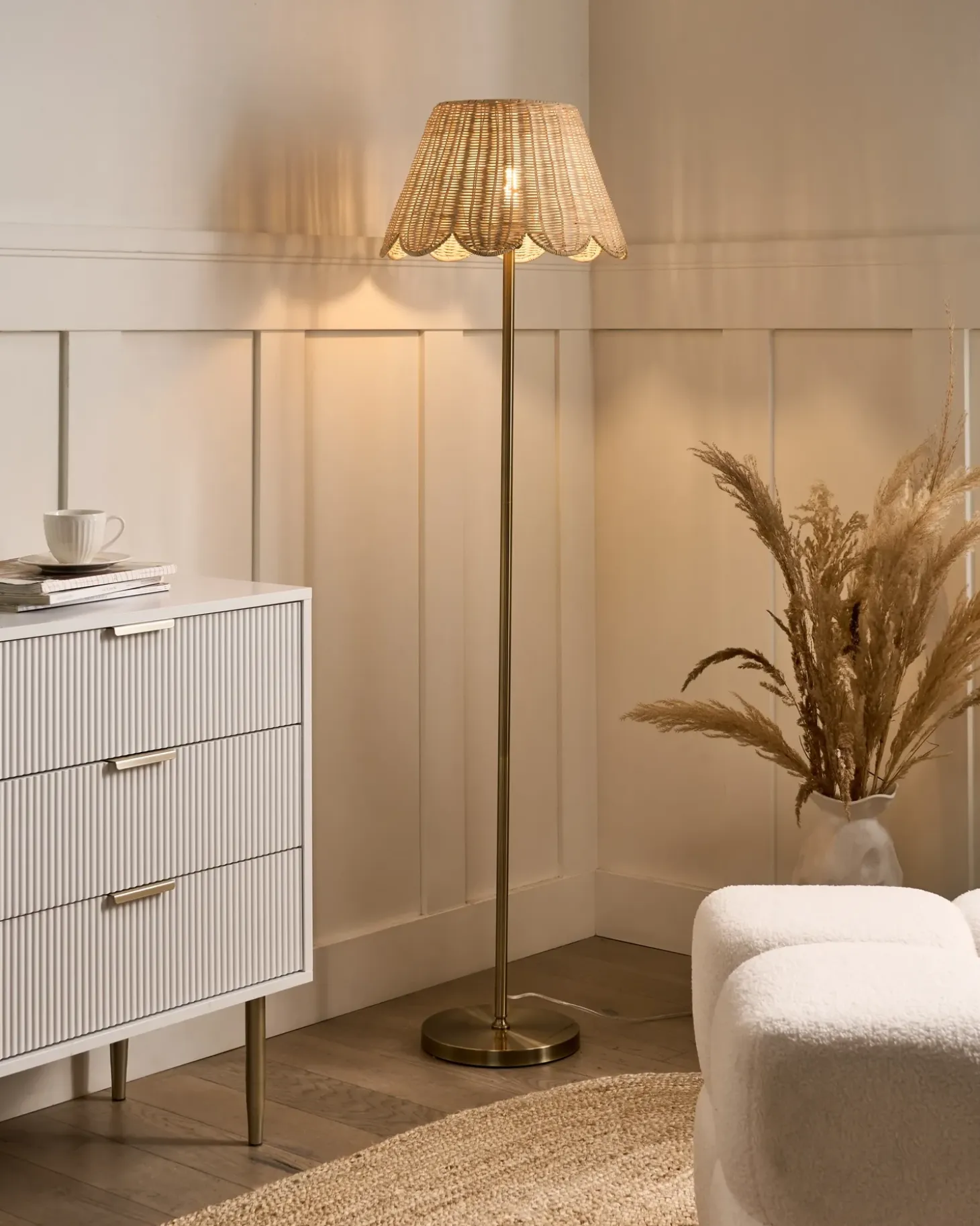 Gulvlampe SALM Rattan Naturlig