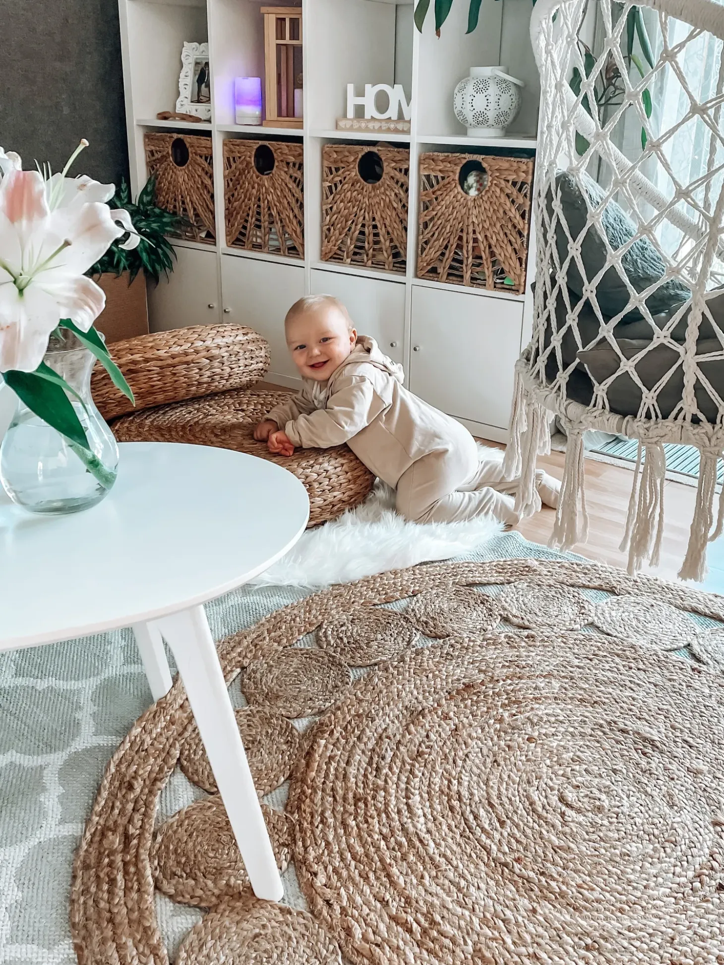 Gulvtæppe AHLAT Beige ø 120 cm Jute