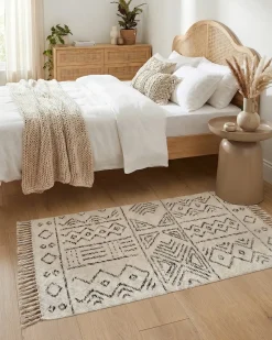 Gulvtæppe ALKENT Hvid 80 x 150 cm Uld