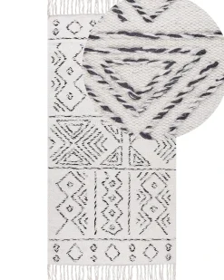 Gulvtæppe ALKENT Hvid 80 x 150 cm Uld