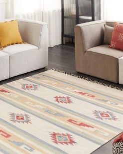 Gulvtæppe APARAN Beige 200 x 300 cm Bomuld Kelim