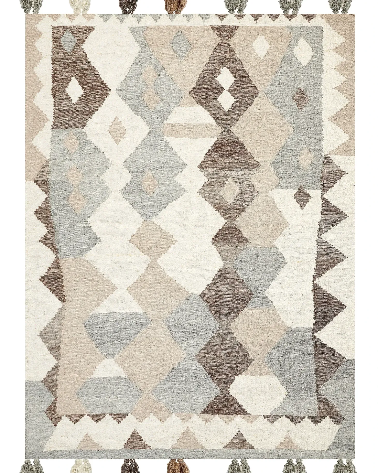 Gulvtæppe ARALEZ Beige 160 x 230 cm Uld Kelim