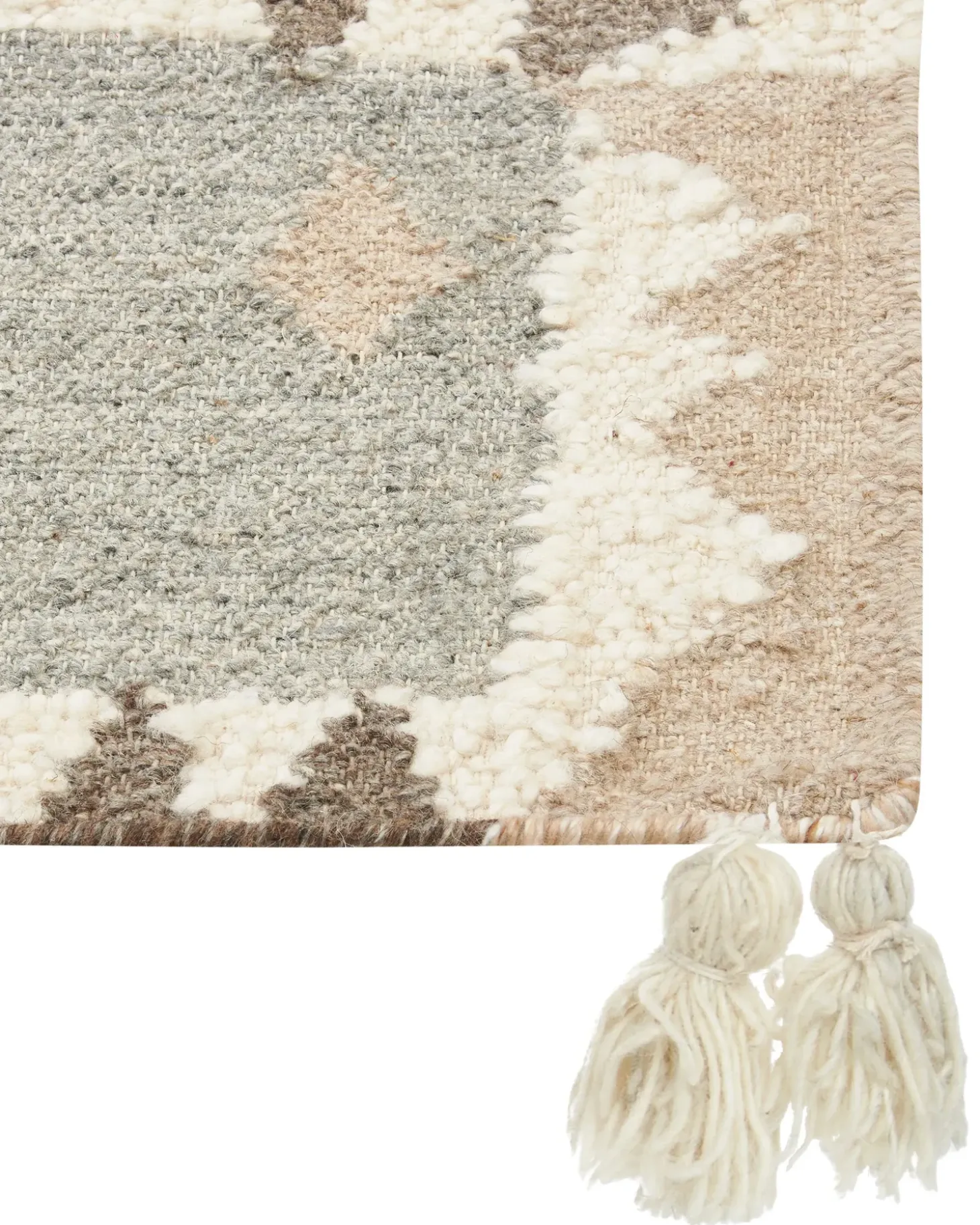 Gulvtæppe ARALEZ Beige 160 x 230 cm Uld Kelim