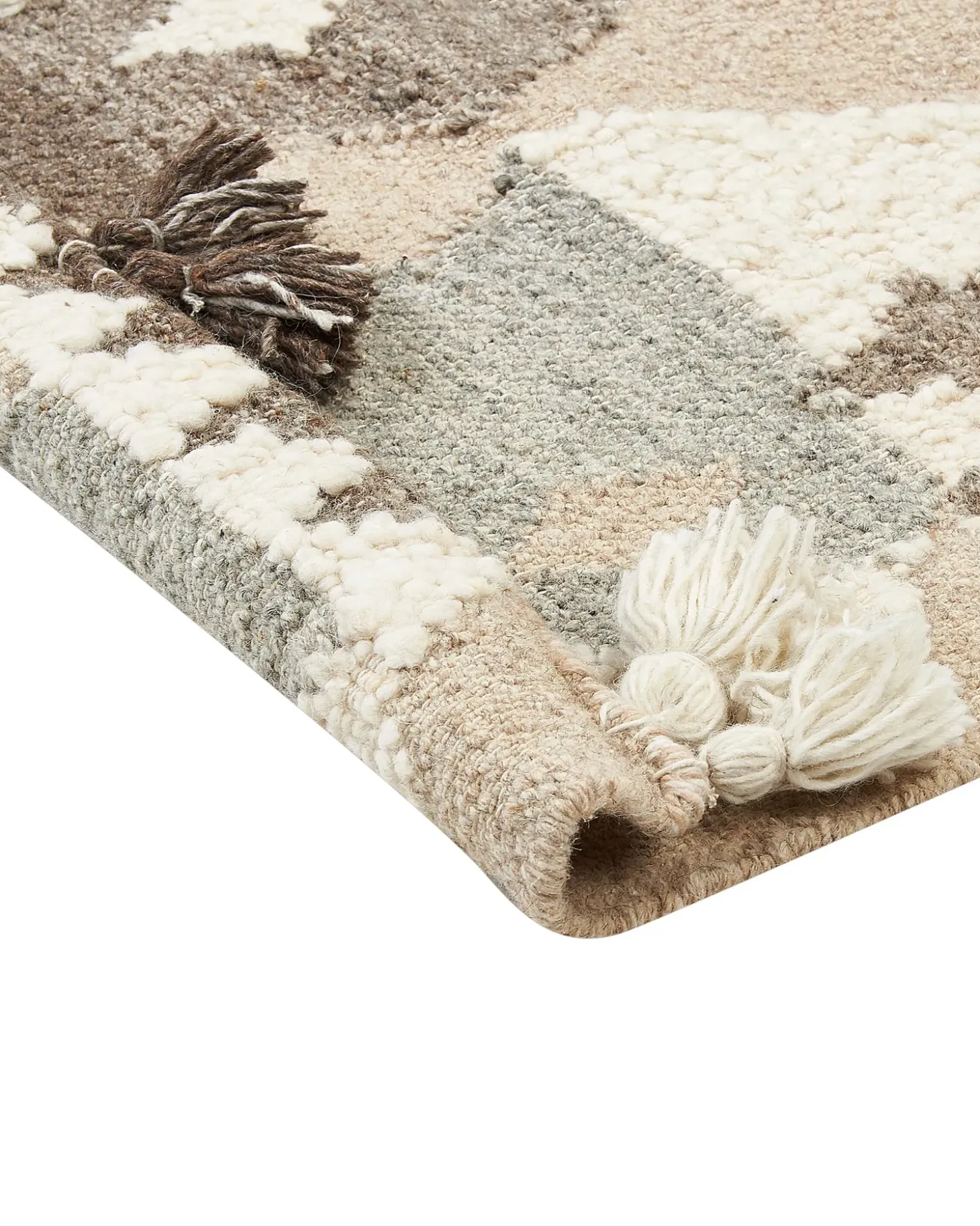 Gulvtæppe ARALEZ Beige 160 x 230 cm Uld Kelim