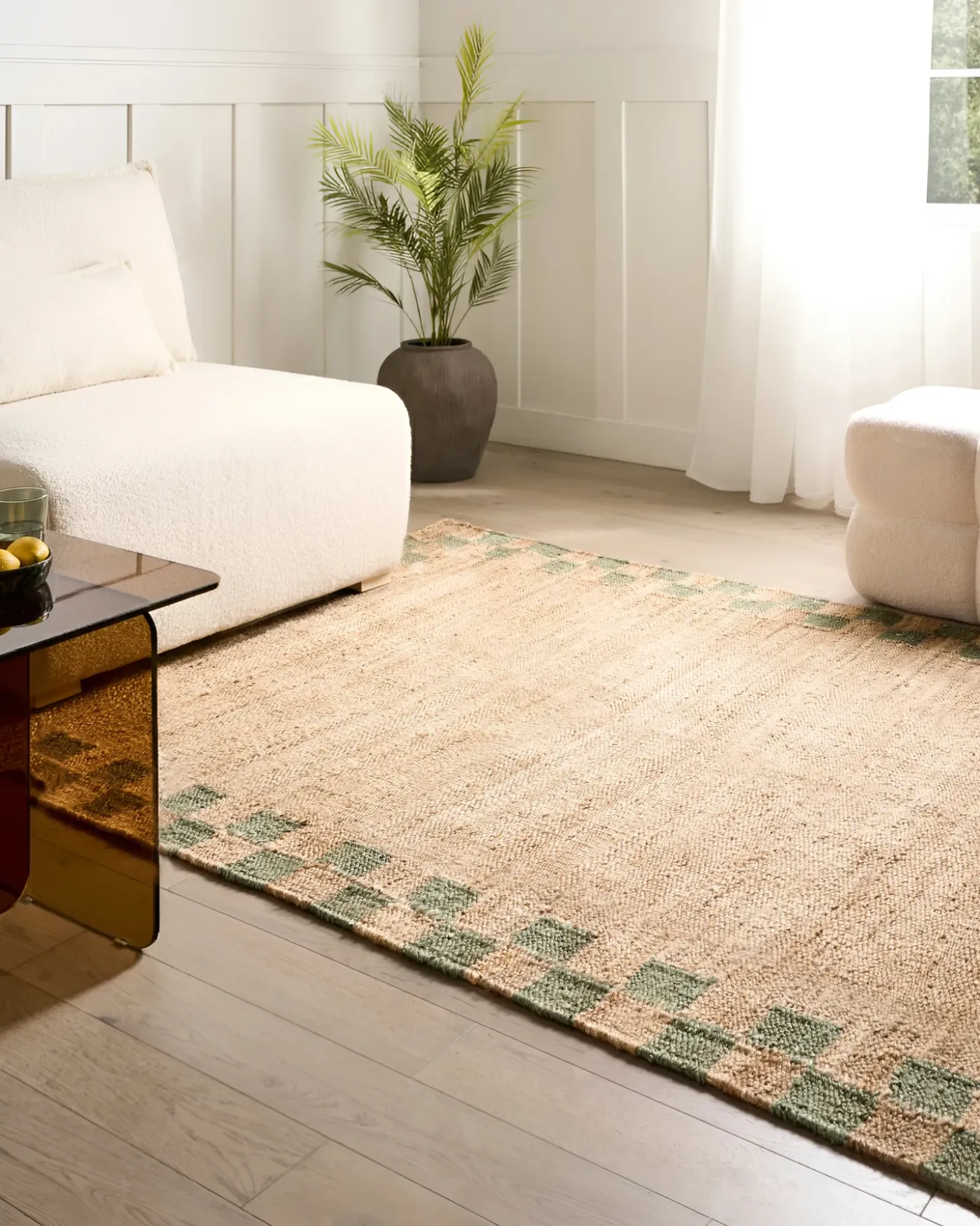 Gulvtæppe BEED Beige/Grøn 160 x 230 cm Jute