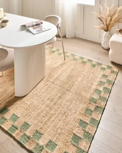Gulvtæppe BEED Beige/Grøn 160 x 230 cm Jute