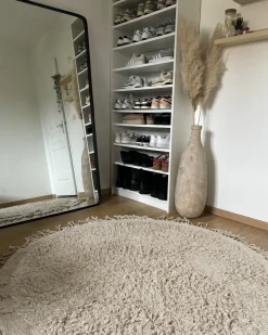 Gulvtæppe BITLIS Lys Beige ø 140 cm Bomuld