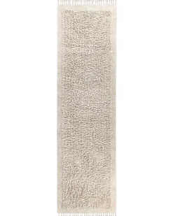 Gulvtæppe BITLIS Lys Beige 80 x 300 cm Bomuld