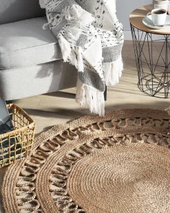 Gulvtæppe DIKILI Beige ø 120 cm Jute