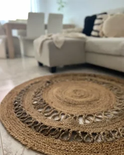 Gulvtæppe DIKILI Beige ø 120 cm Jute