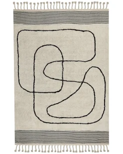 Gulvtæppe DOKUZ Beige 140 x 200 cm Bomuld