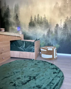 Gulvtæppe GESI II Smaragdgrøn ø 140 cm Viskose