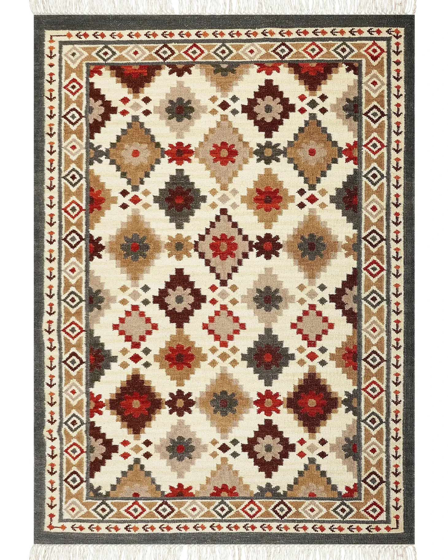 Gulvtæppe GHUKASAVAN Multifarvet 200 x 300 cm Uld Kelim