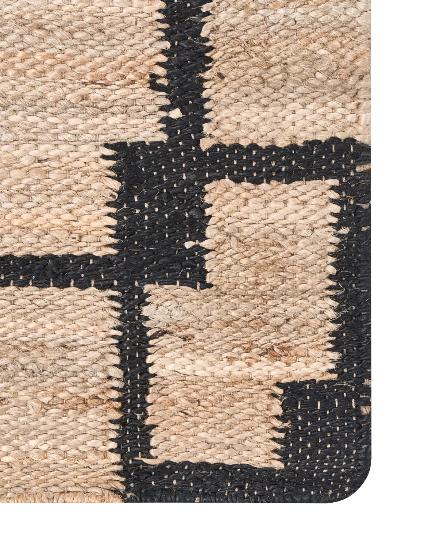 Gulvtæppe GONDIA Sort/beige 80 x 300 cm Jute