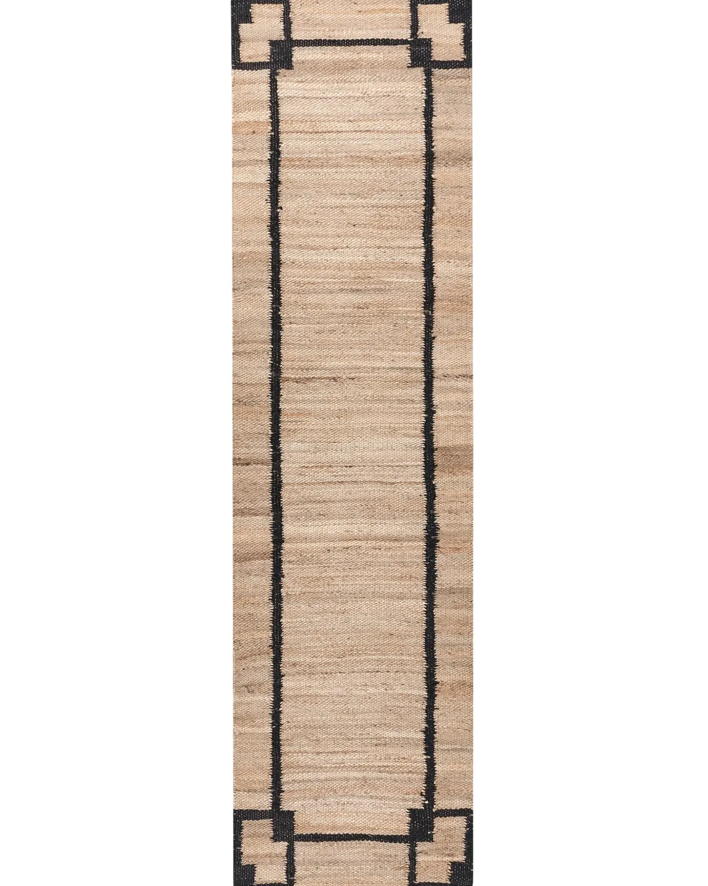 Gulvtæppe GONDIA Sort/beige 80 x 300 cm Jute