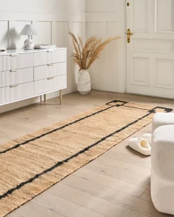 Gulvtæppe GONDIA Sort/beige 80 x 300 cm Jute