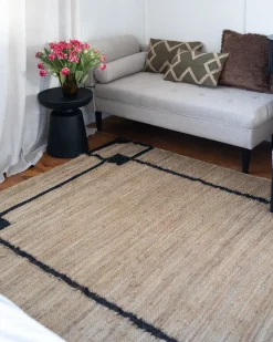 Gulvtæppe GONDIA Sort/beige 160 x 230 cm Jute
