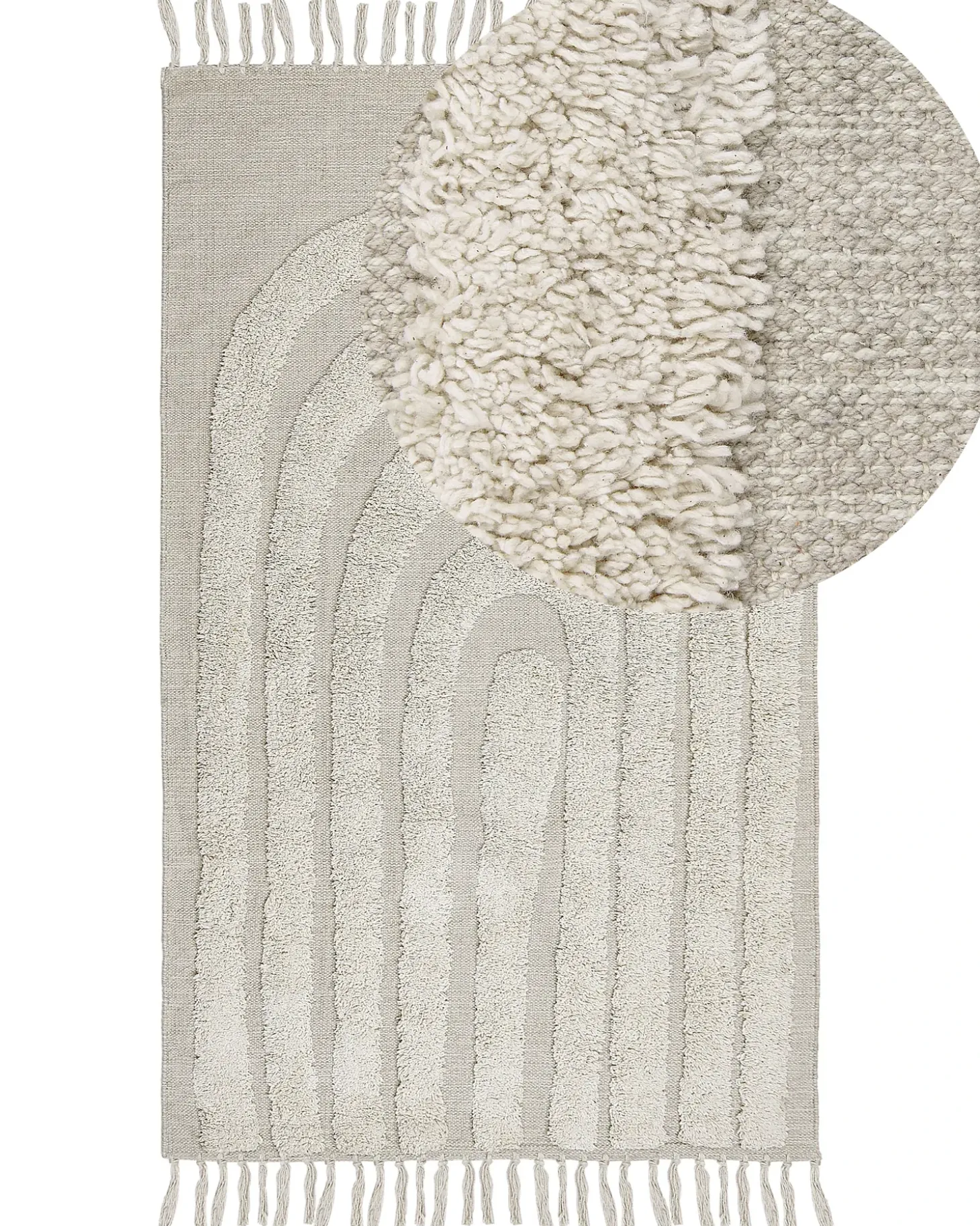 Gulvtæppe HAKKARI Lys Beige 80 x 150 cm Bomuld