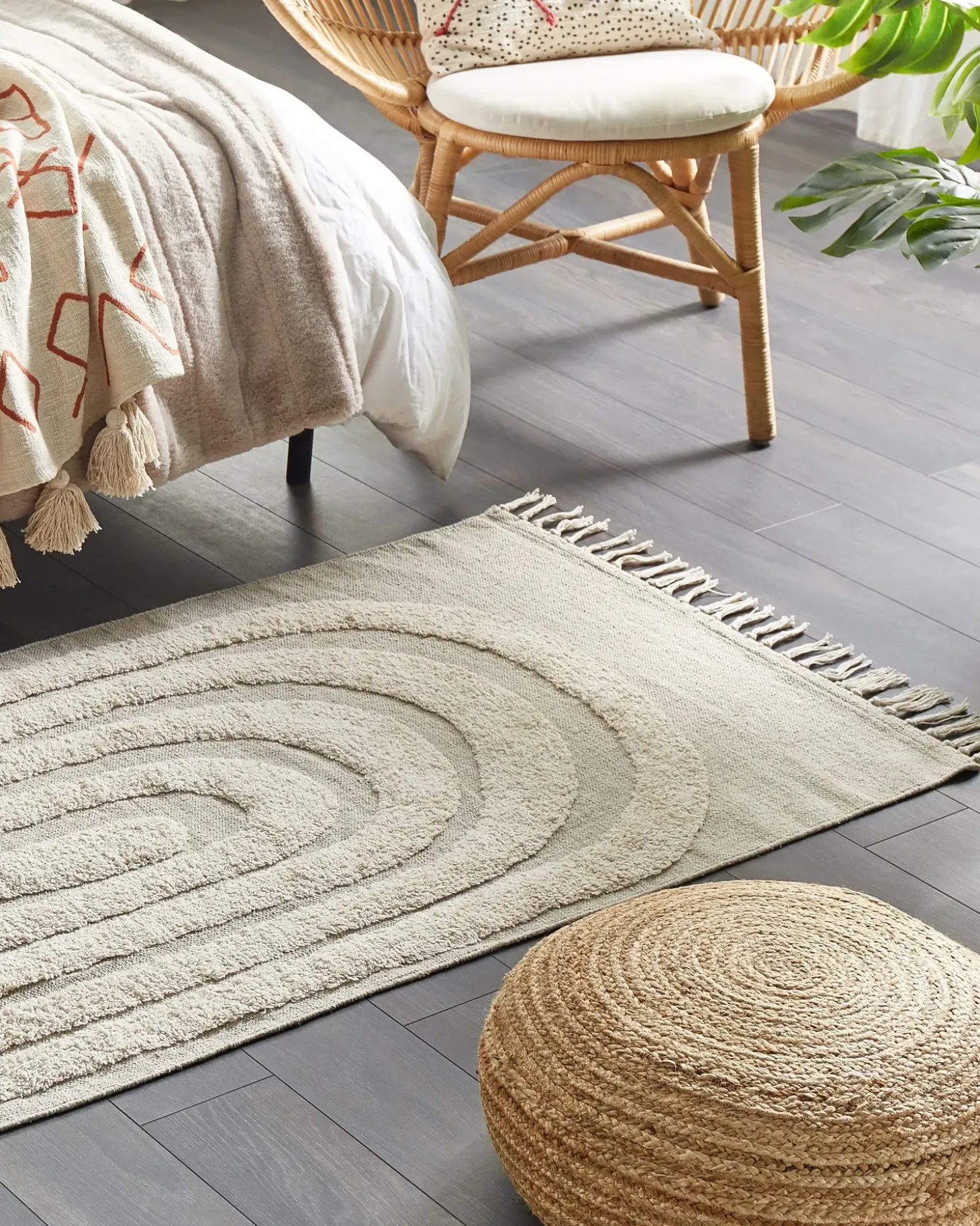 Gulvtæppe HAKKARI Lys Beige 80 x 150 cm Bomuld